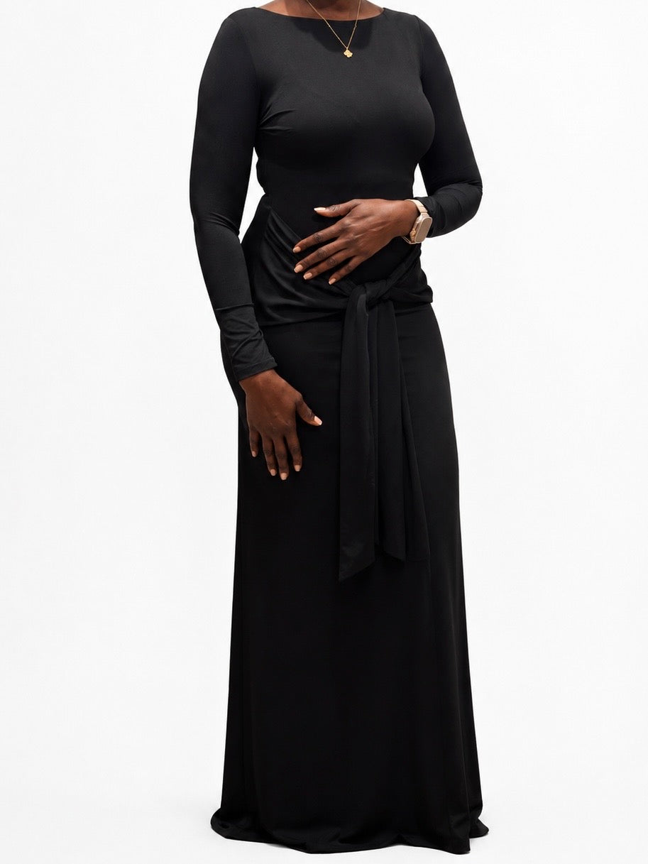 Black Front Tie Naomi Dress