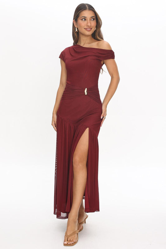 Valentina Wine Dress