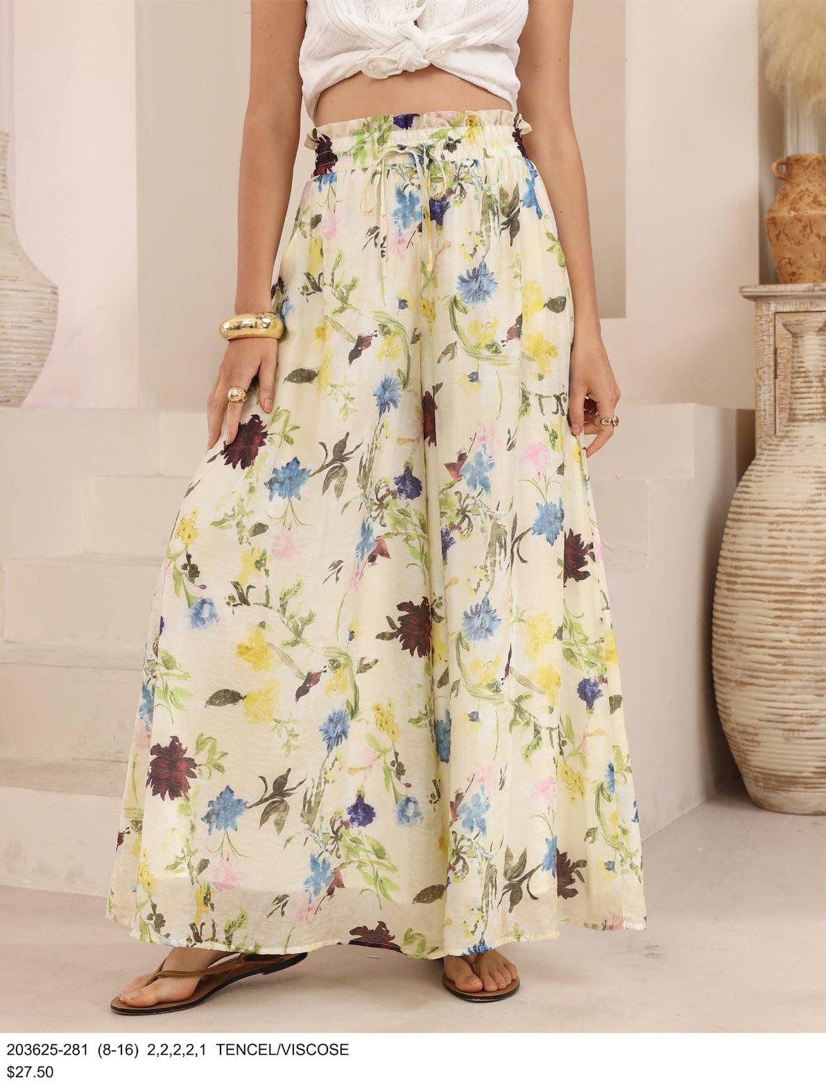 Floral watercolour pants