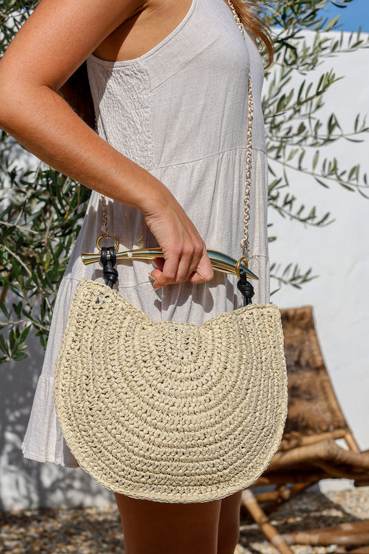 Woven Bag with Gold Handle Bag