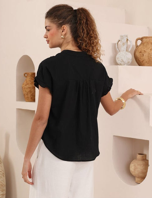 Black Short Sleeve Blouse