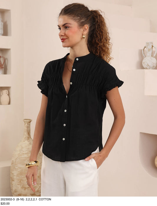 Black short sleeve blouse