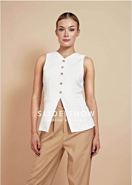 White Vest Ring Buckle