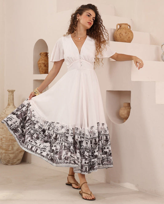 White & Black Maxi Dress