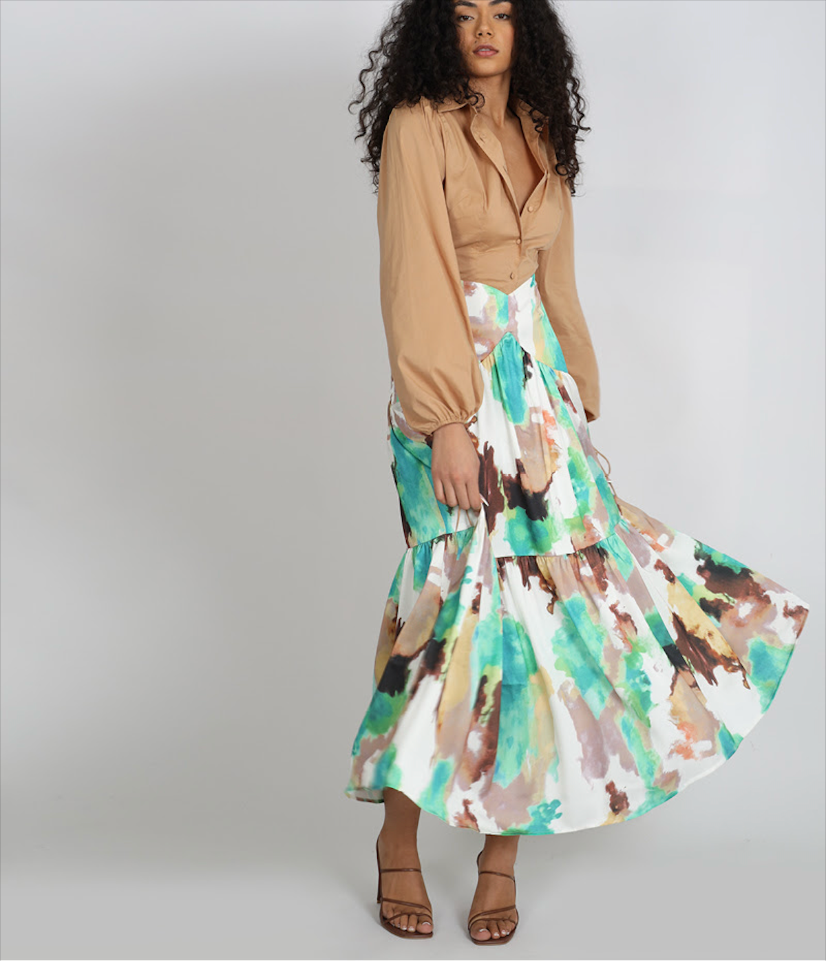 Matt Sateen Maxi Skirt