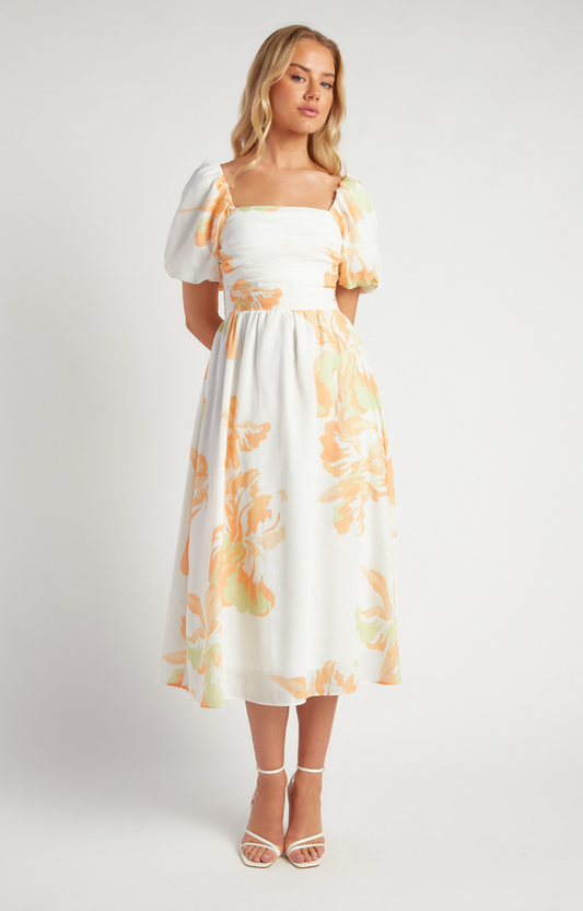 Orange Blossom Midi Dress