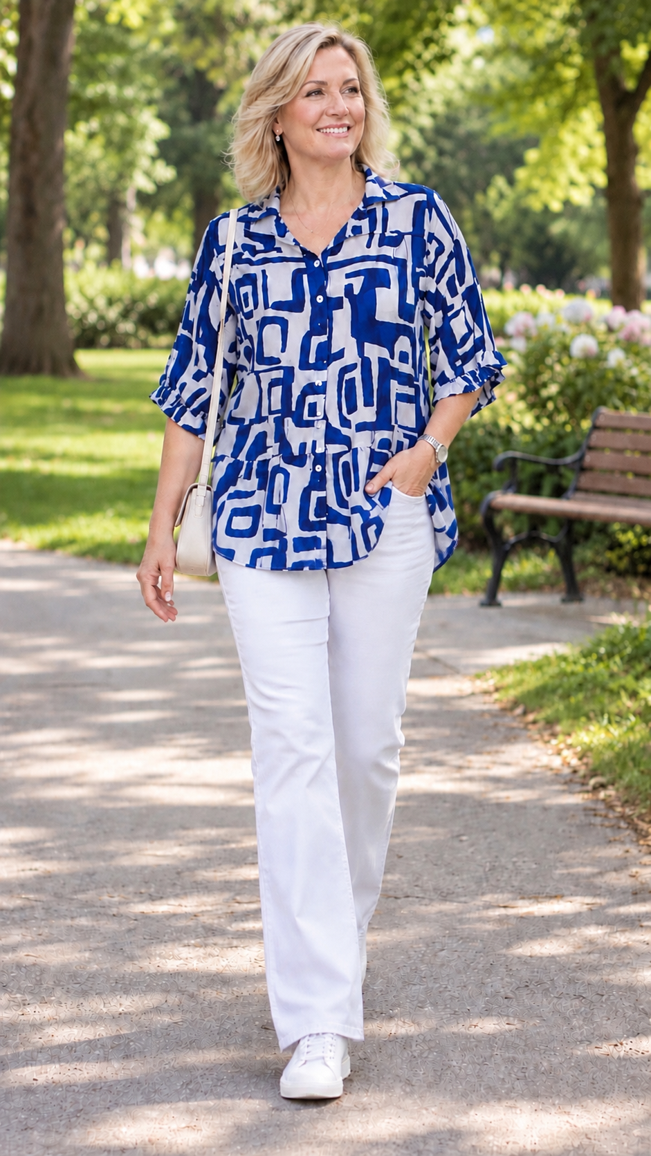 The Monaco Blue Print Blouse