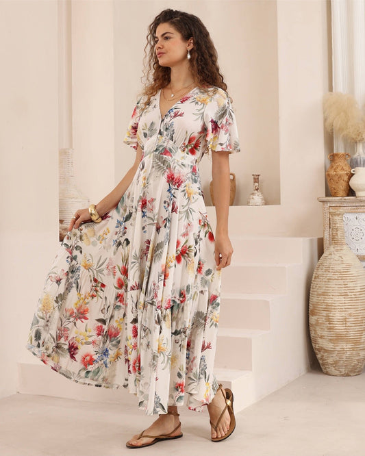 White Floral Maxi Dress