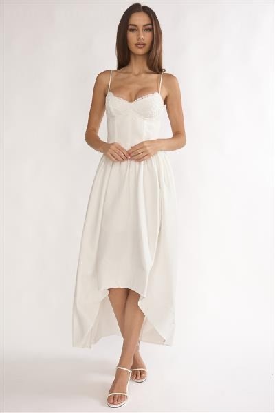 Ivory High-Low Midi Dress