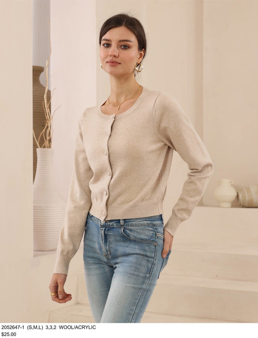 Beige Button Through Cardigan