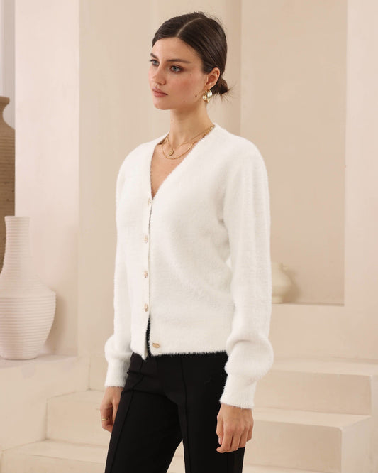 White Fluffy Cardigan