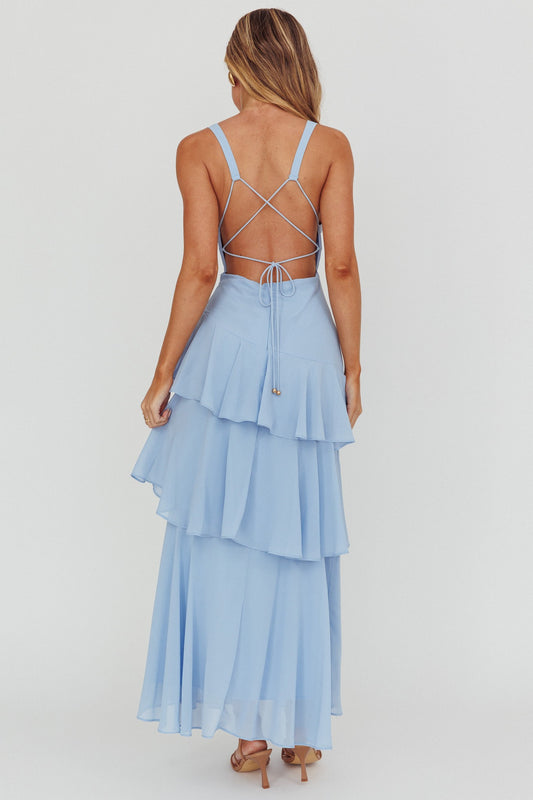 Serena Blue Tiered Maxi Dress