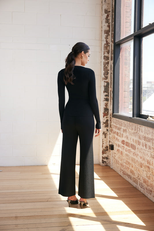 Black Liv High Waist Knit Pant