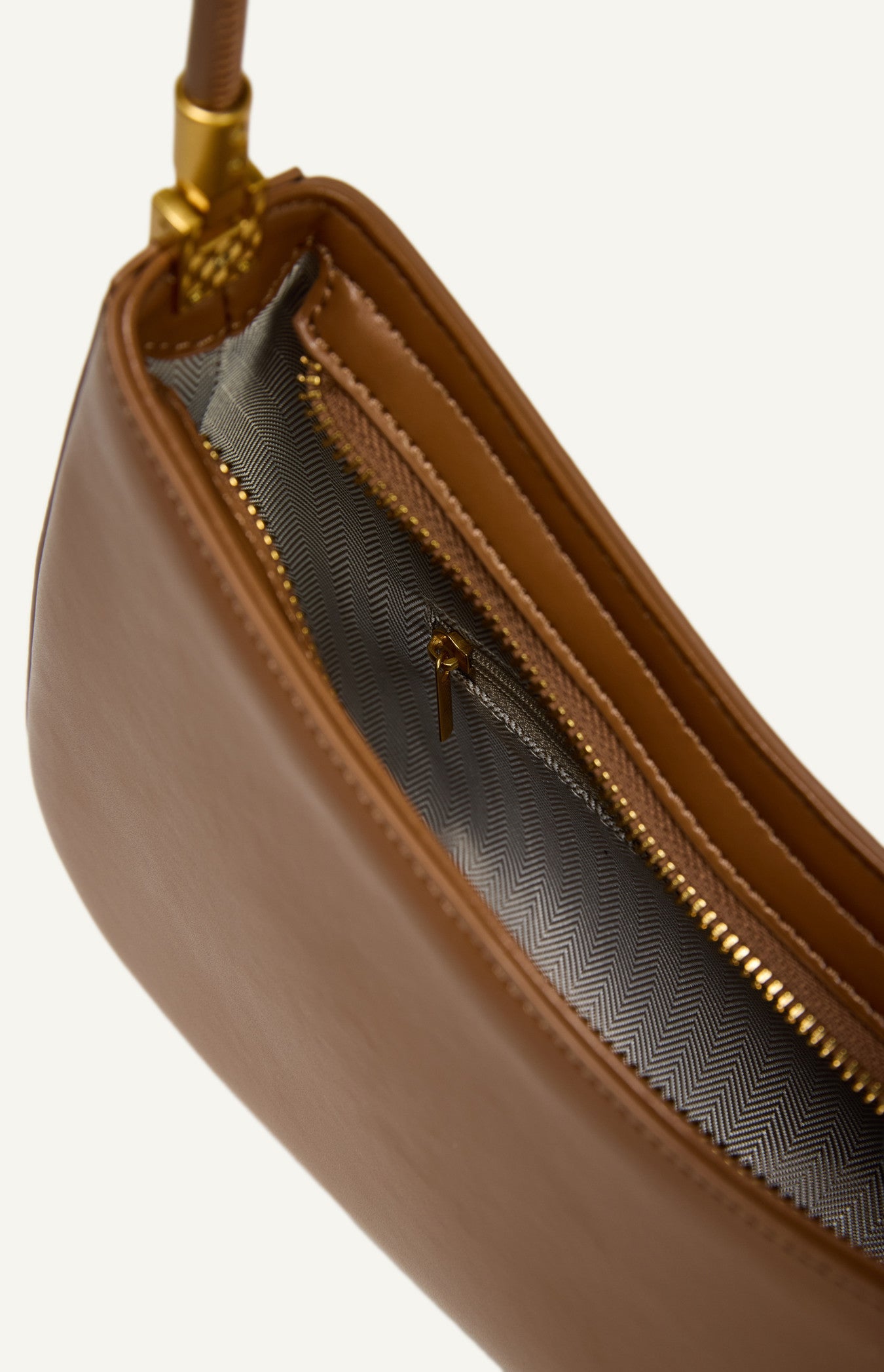 Caramel Curved Silhouette Structured Shoulder Bag with Soft Tube Handle
