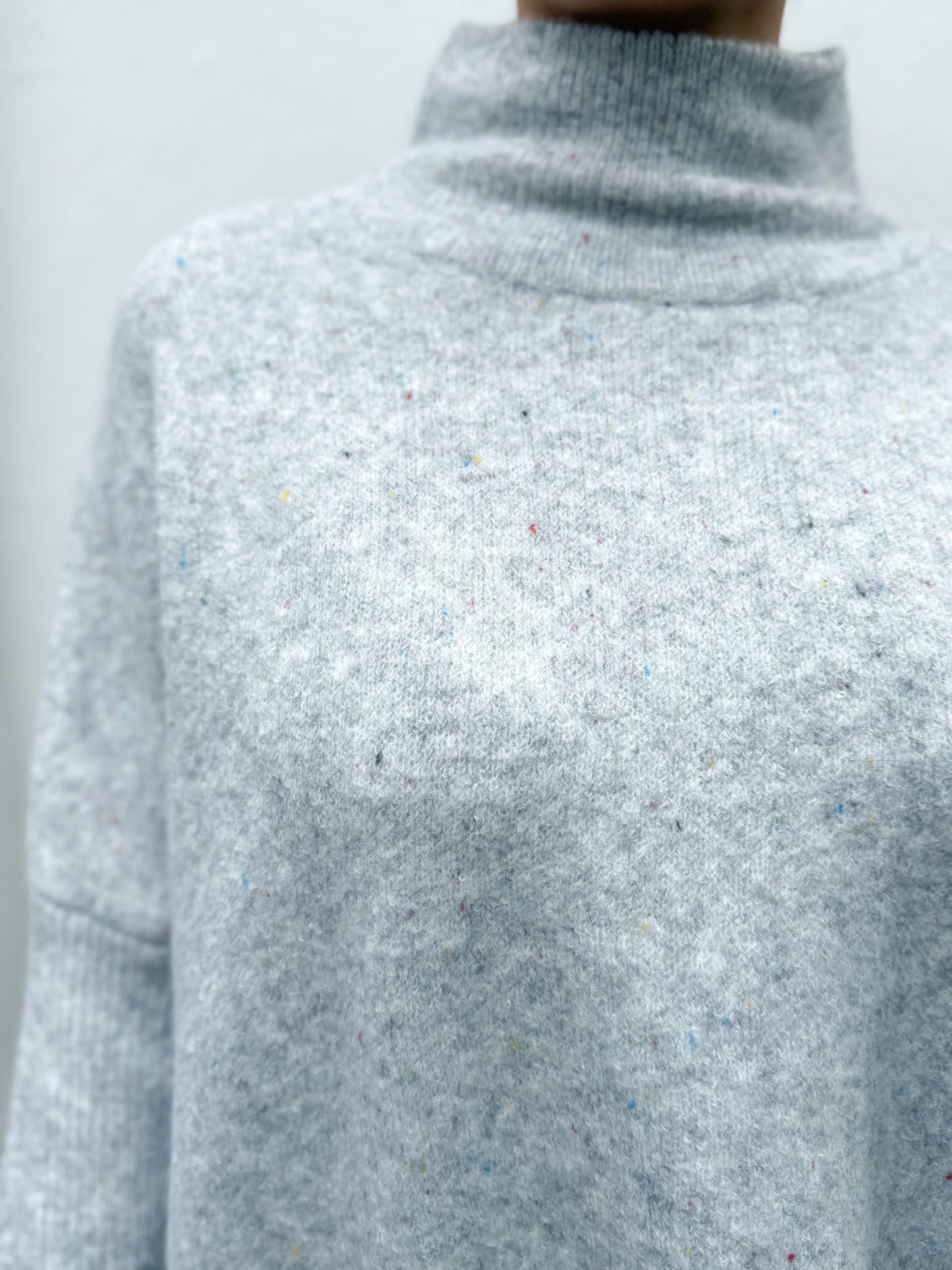 Marl Grey Wool Mix Turtle Neck Jumper