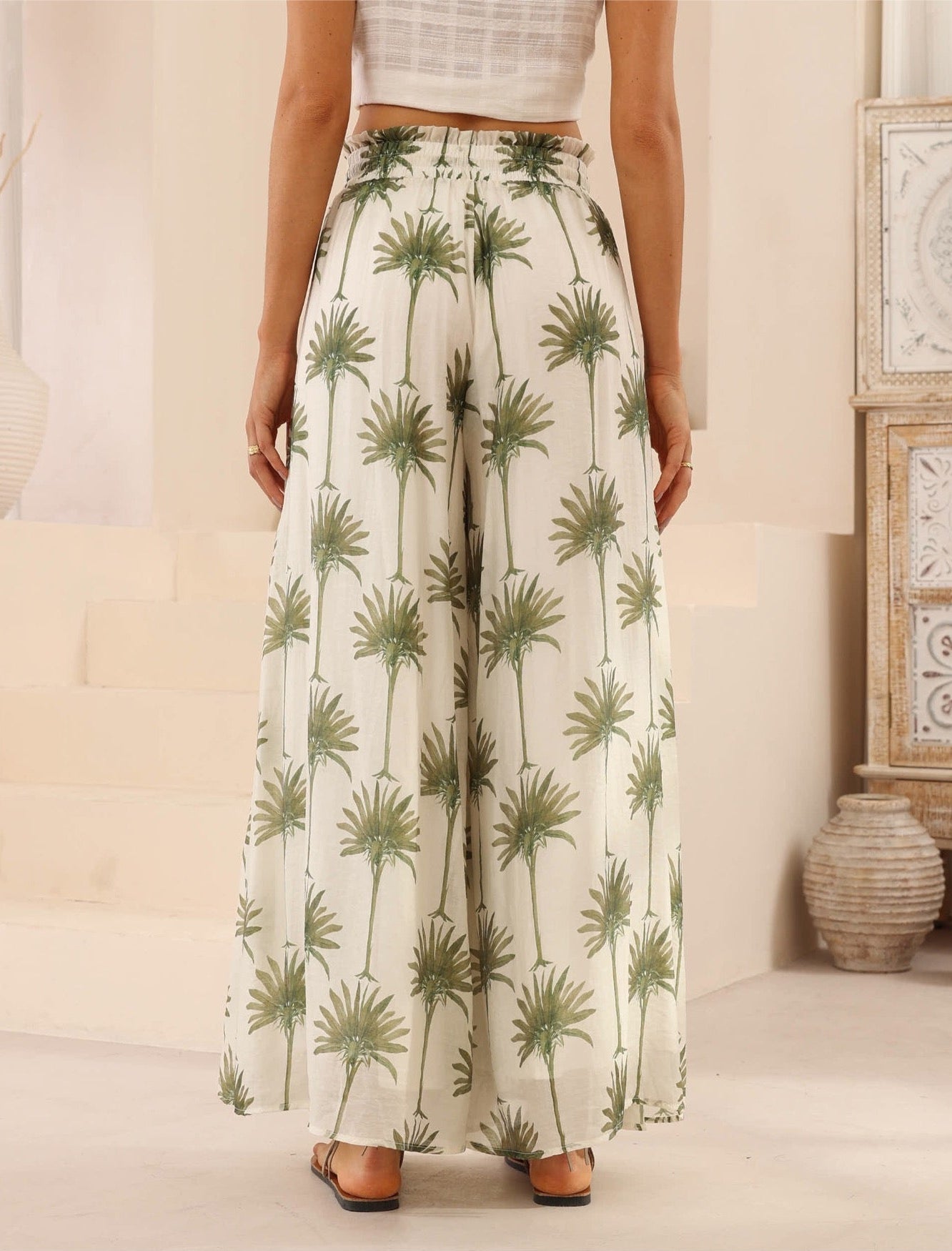 Beige Palm Tree pants