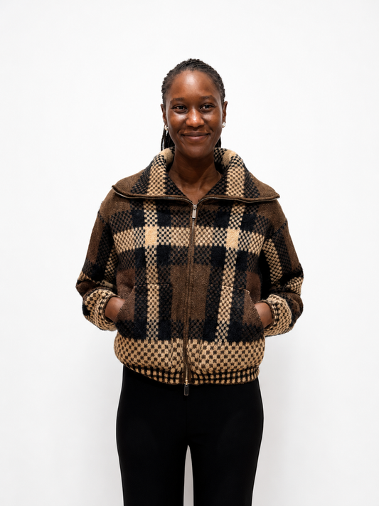 Chocolate Checkered Woolley Jacket