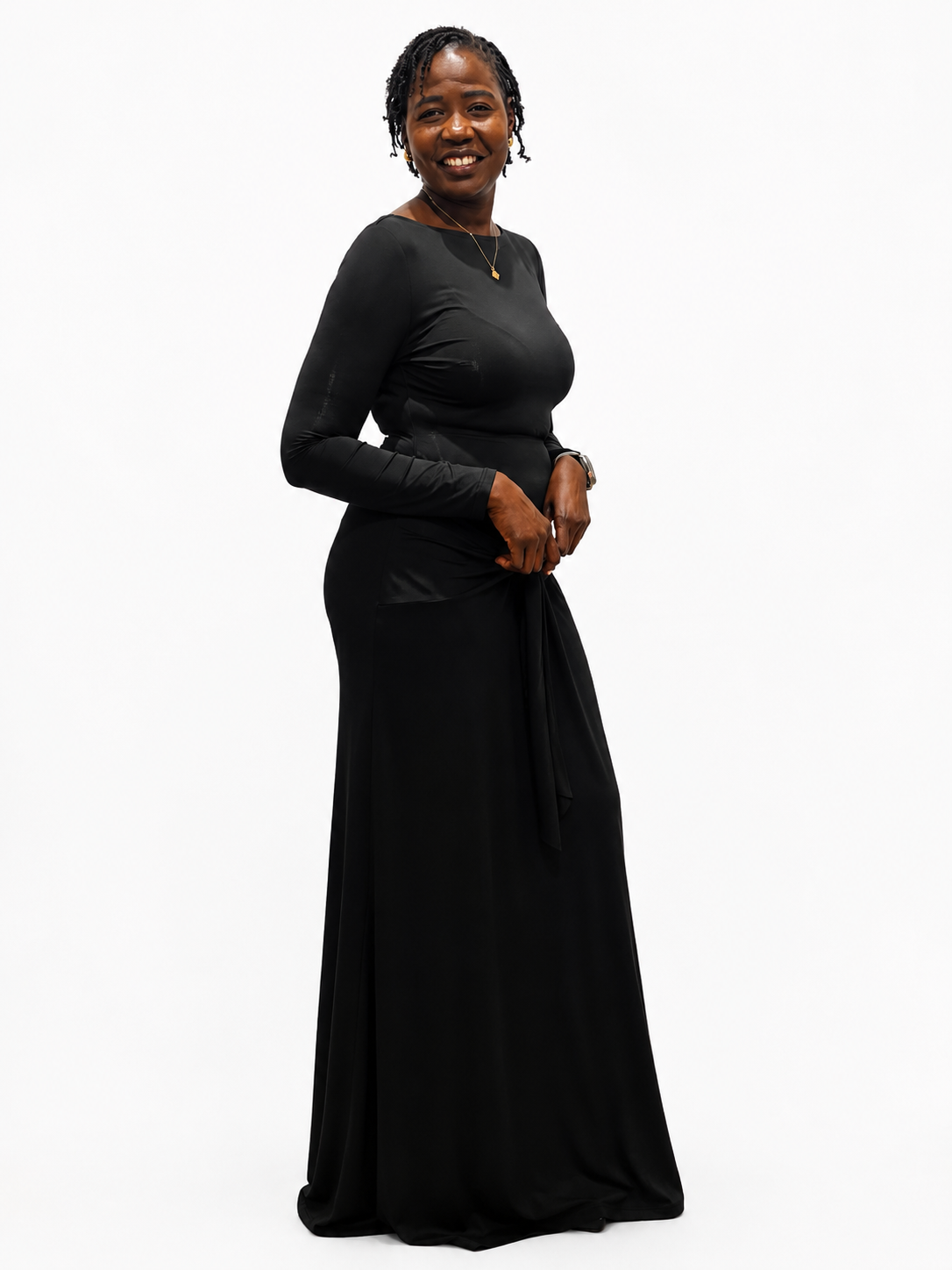 Black Front Tie Naomi Dress