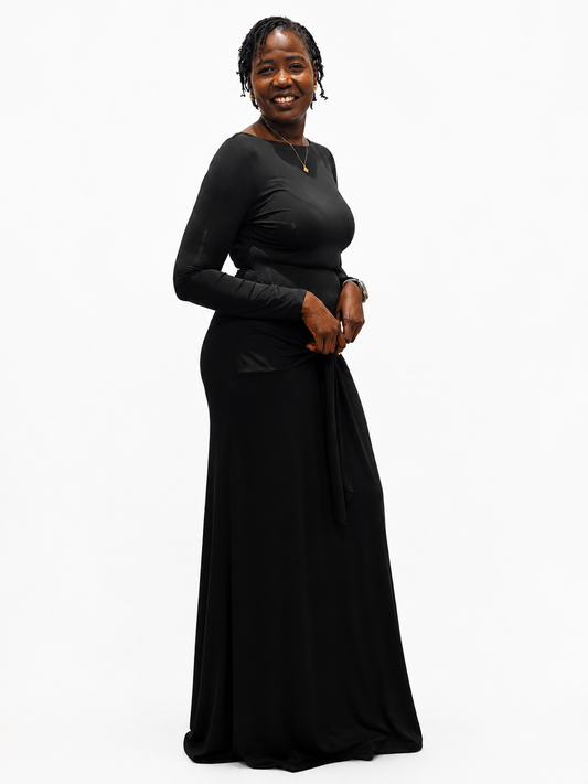 Black Front Tie Naomi Dress