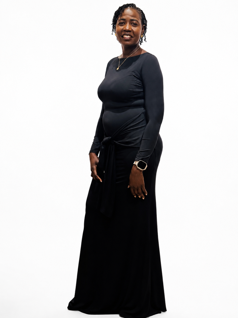 Black Front Tie Naomi Dress