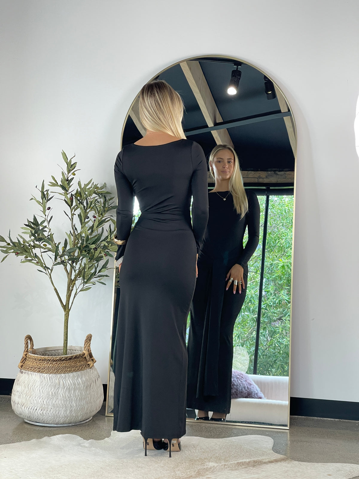 Black Front Tie Naomi Dress