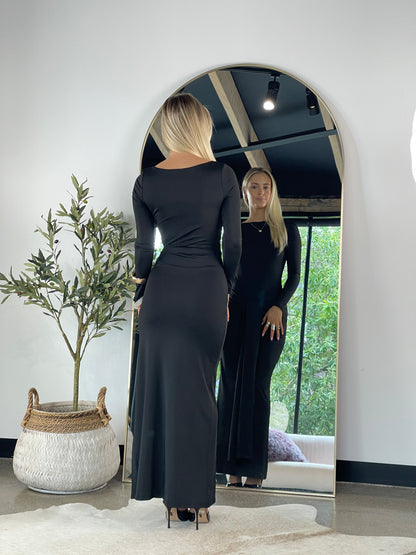 Black Front Tie Naomi Dress