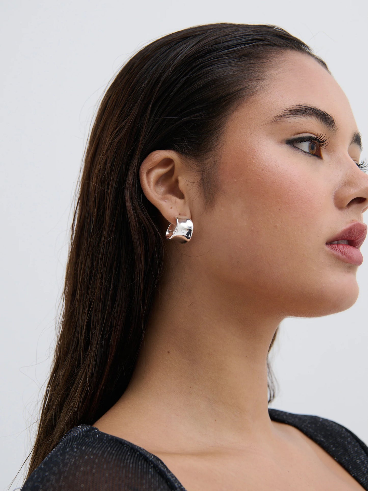 Eddy Flat Hoops Sterling Silver Plated Earrings
