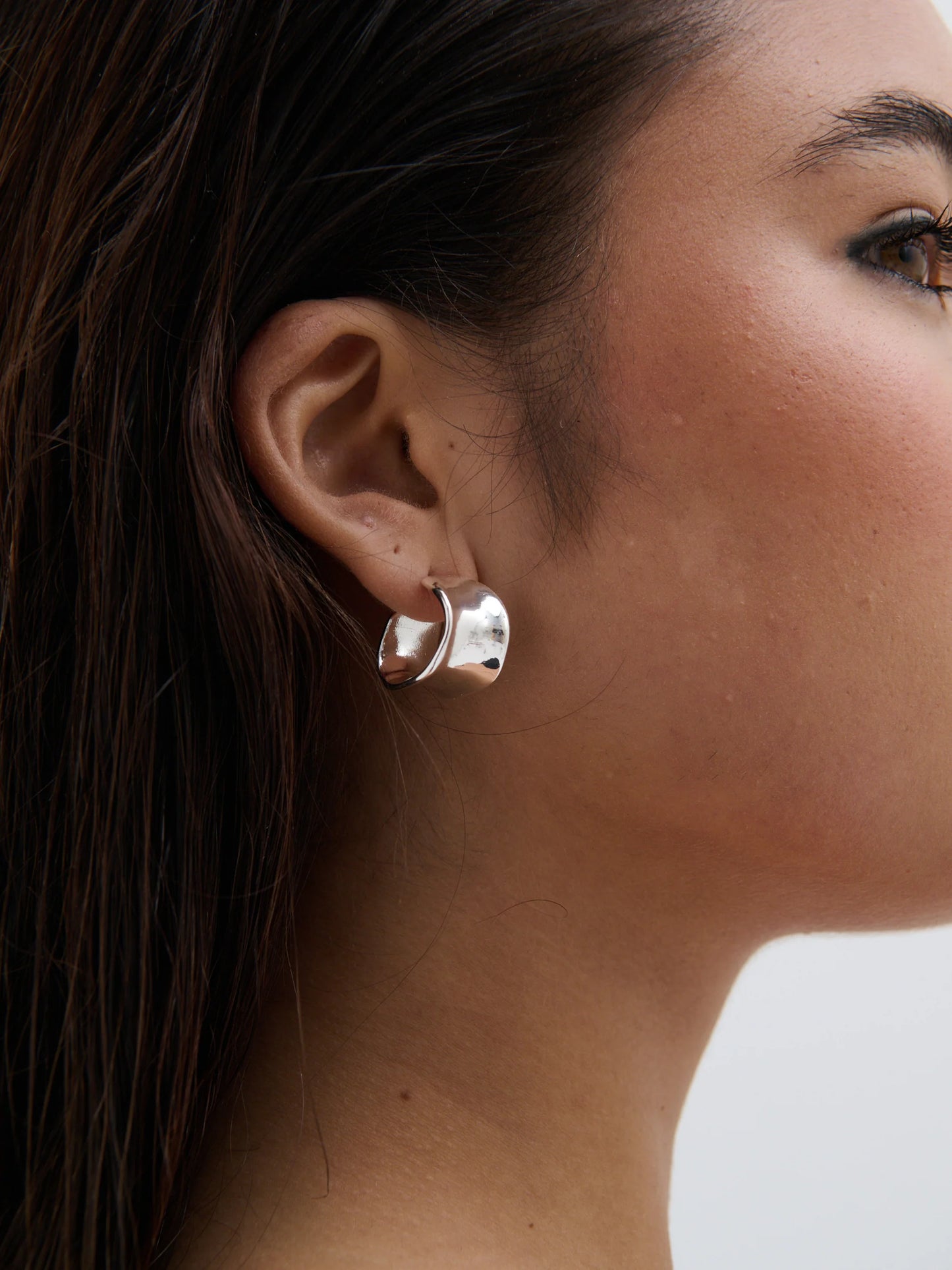 Eddy Flat Hoops Sterling Silver Plated Earrings