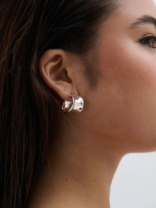 Eddy Flat Hoops Sterling Silver Plated Earrings