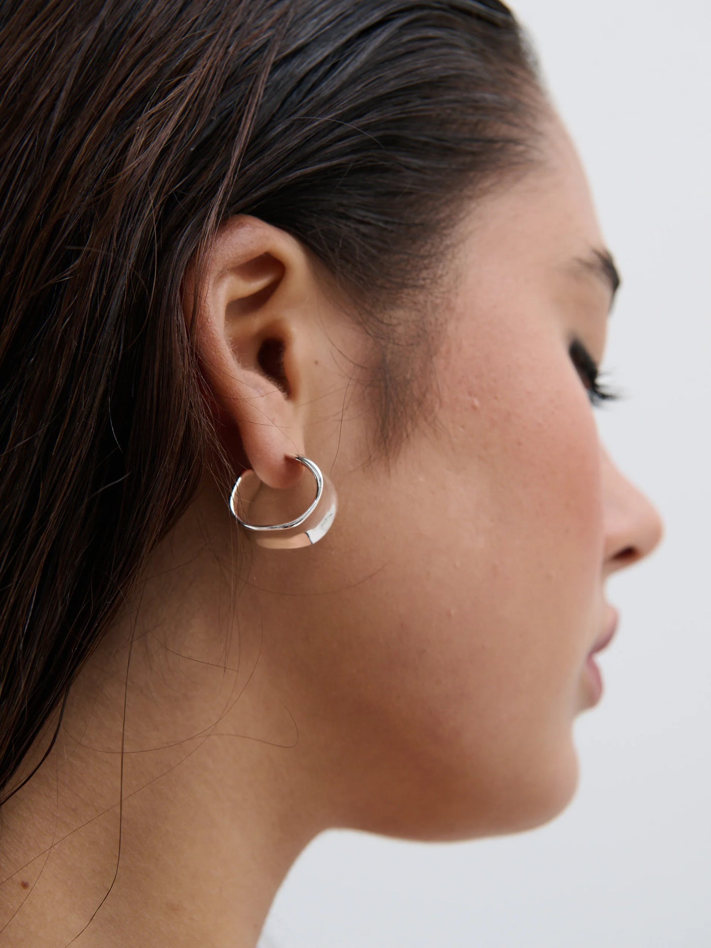 Eddy Flat Hoops Sterling Silver Plated Earrings