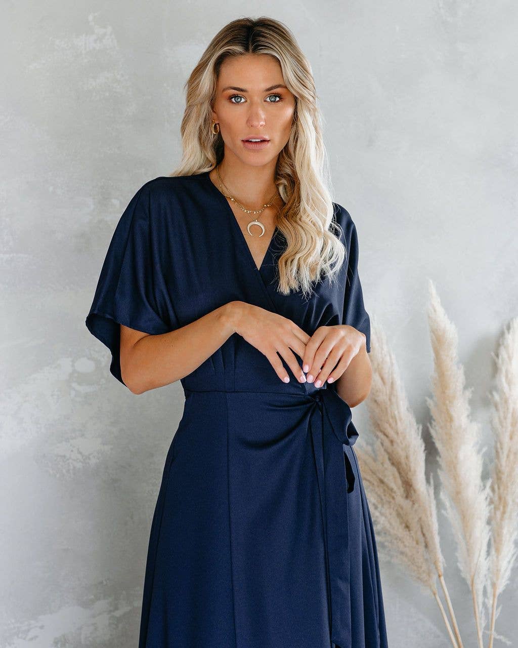 La Mere Wrap Navy Dress