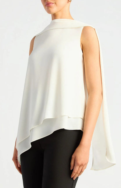 Multi Way Scarf Chiffon Top with Asymmetric Hem