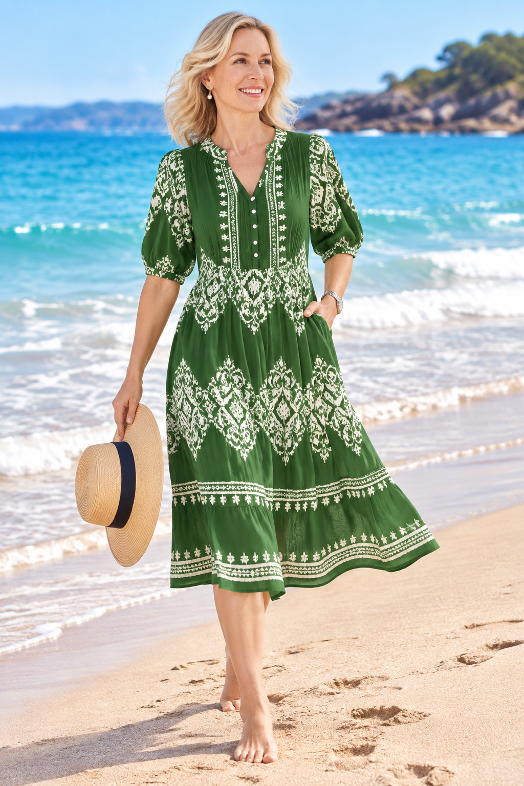 The Alessia Green Midi Dress