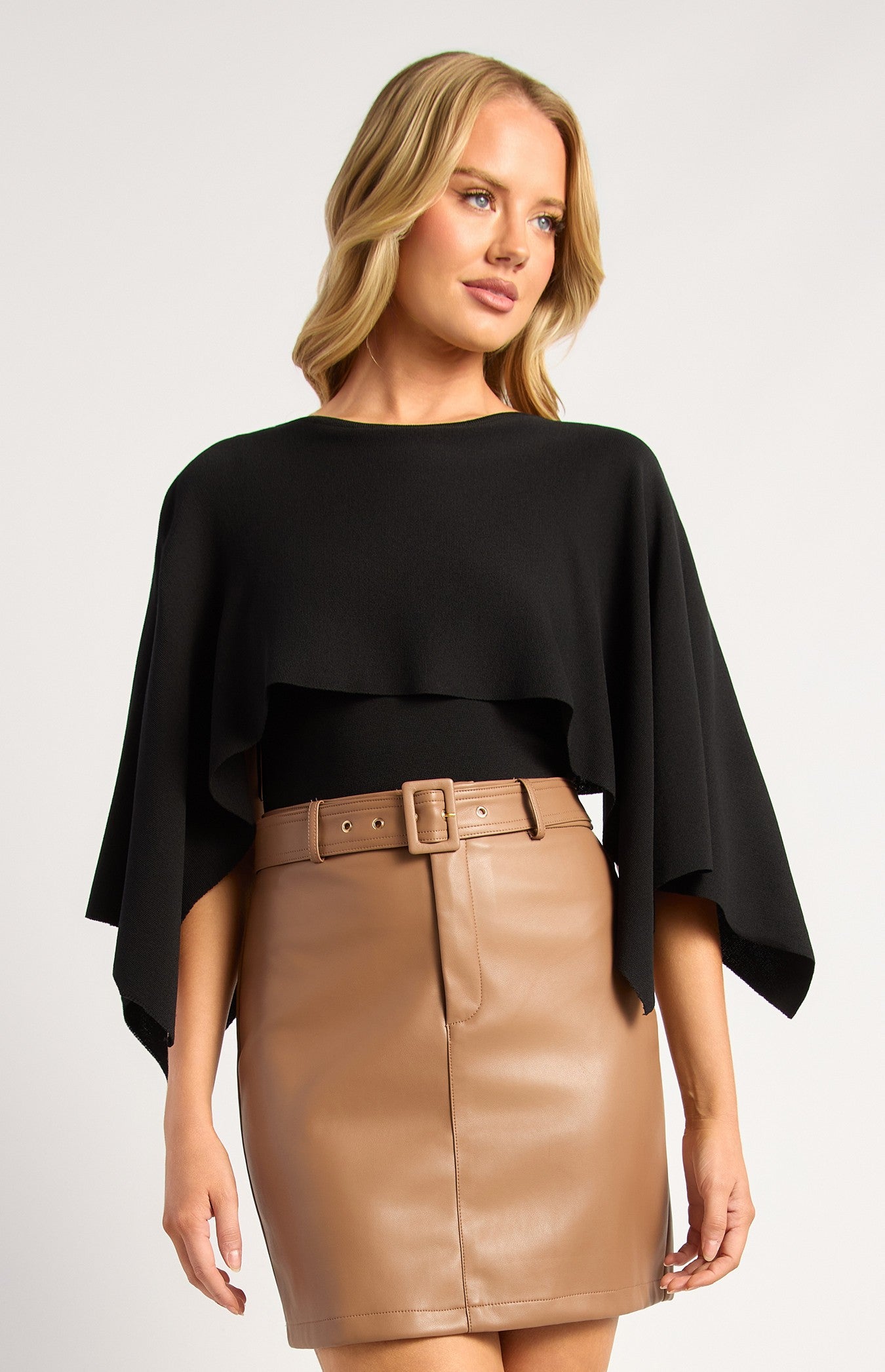 Black Cape Knit Top