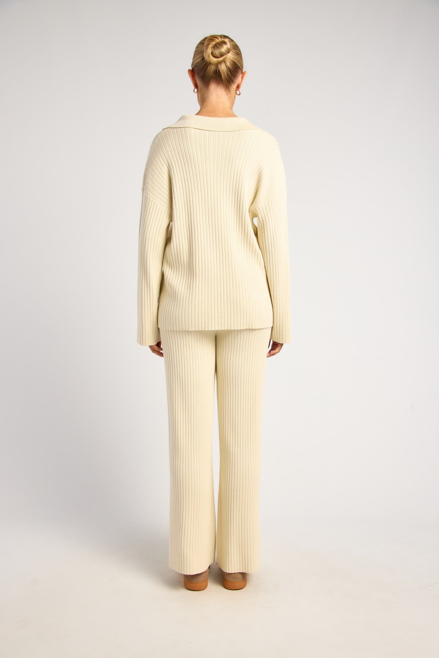 Bone Ribbed Knit Pants