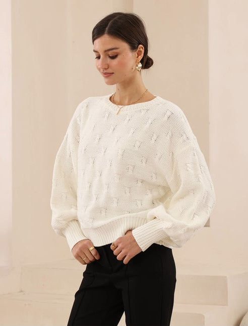 Cream Puffy Sleeve Jumper