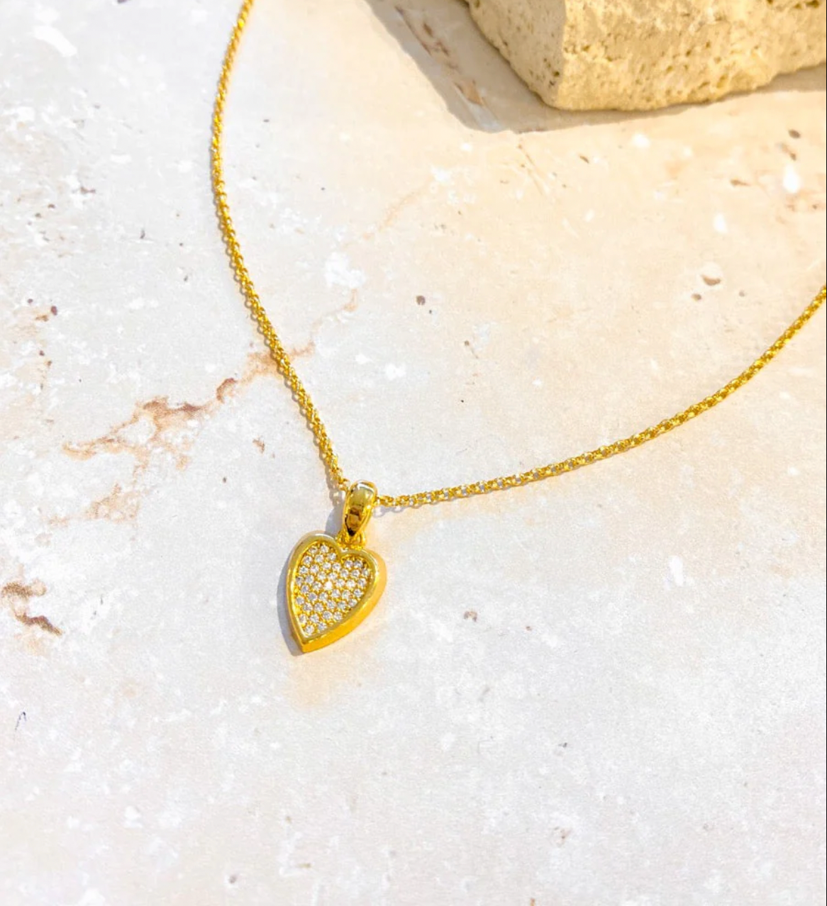 Diamante Heart Gold Plated Necklace
