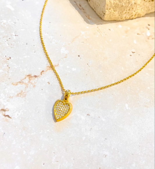 Diamante Heart Gold Plated Necklace