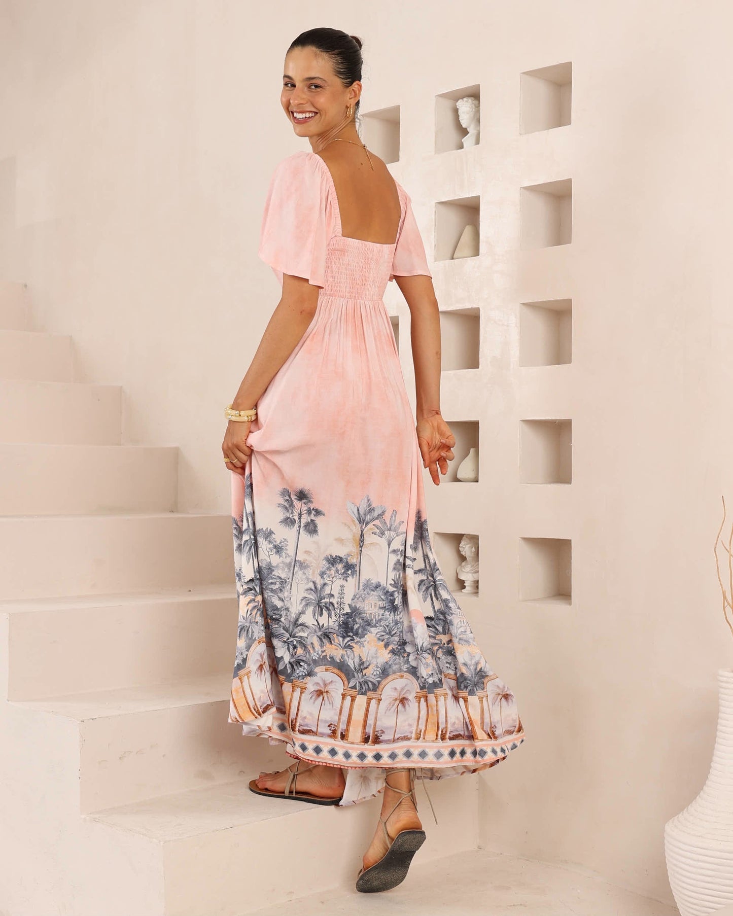 Pink Print Maxi Dress