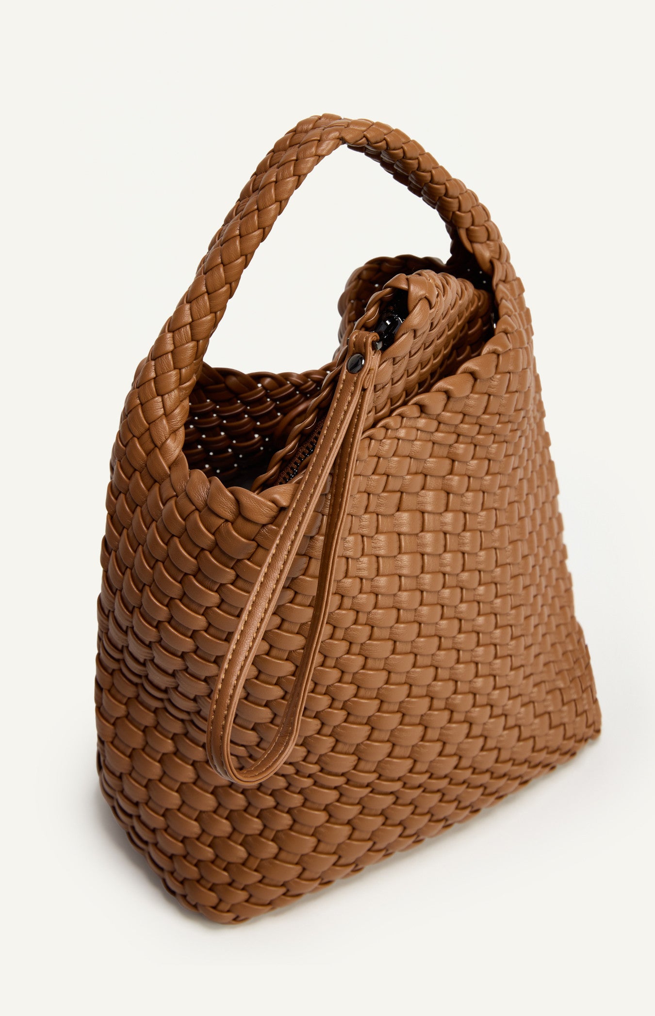 Woven Vegan Leather Handle Bag