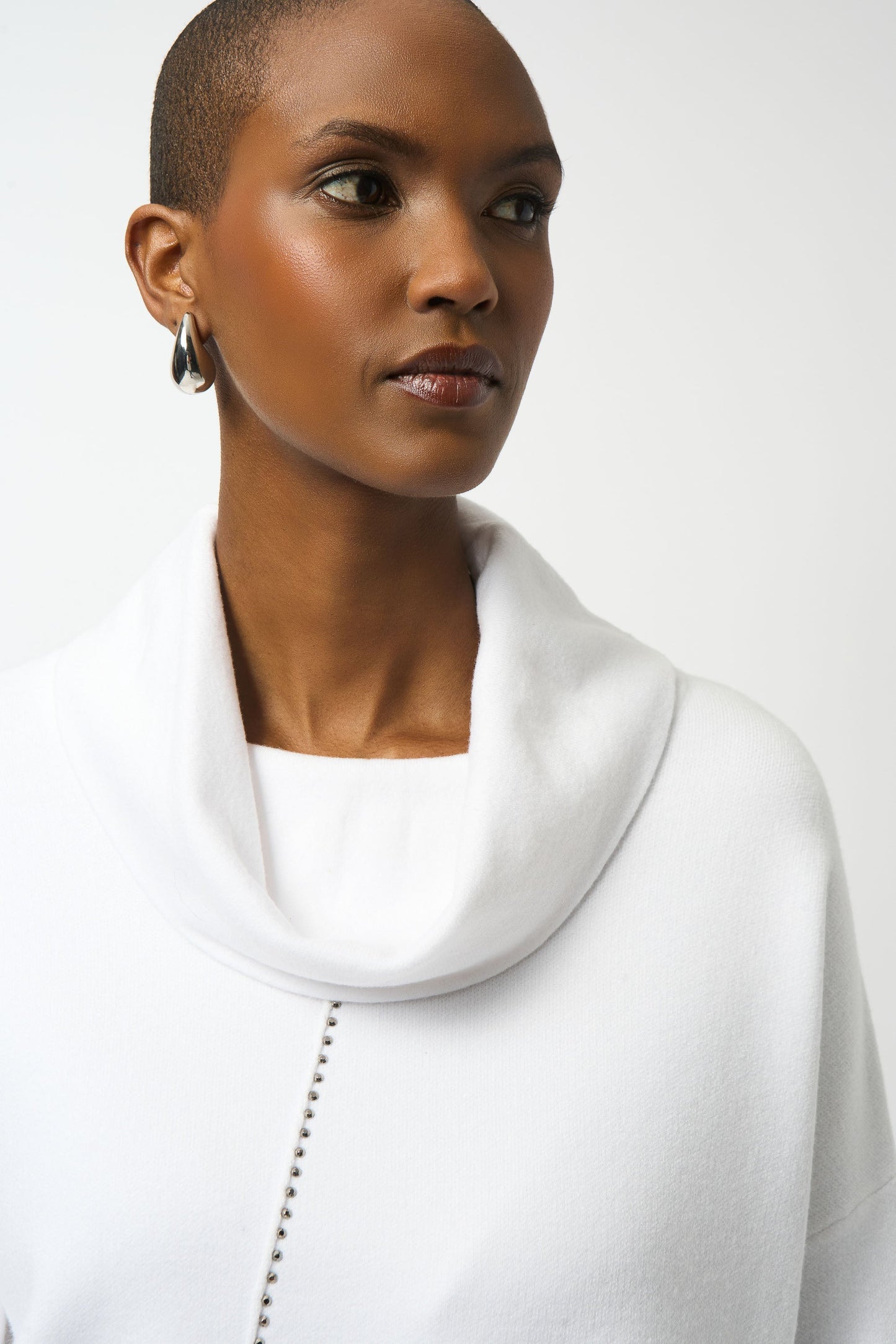 White Sweater Knit Asymmetrical Pullover