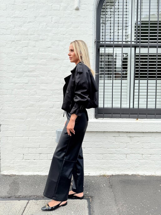 Black Faux Drawstring Pants