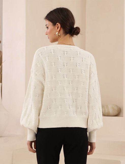 Cream Puffy Sleeve Jumper