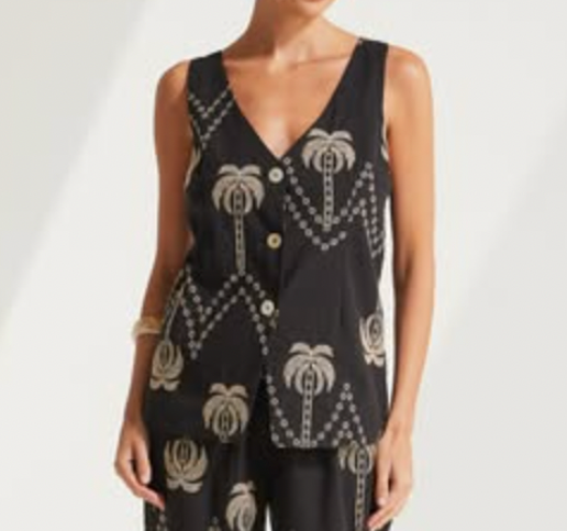 Black/Nude Amelie Embroidered Vest