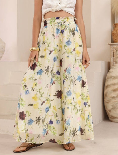 Floral watercolour pants