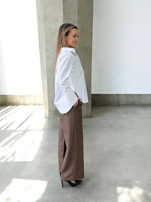 Chocolate Faux Leather Drawstring Pants