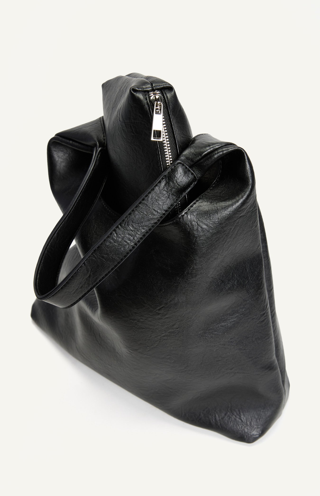 Katie Textured Vegan Leather Shoulder Bag - Black