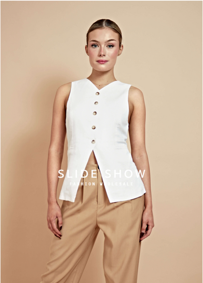 White Vest Ring Buckle