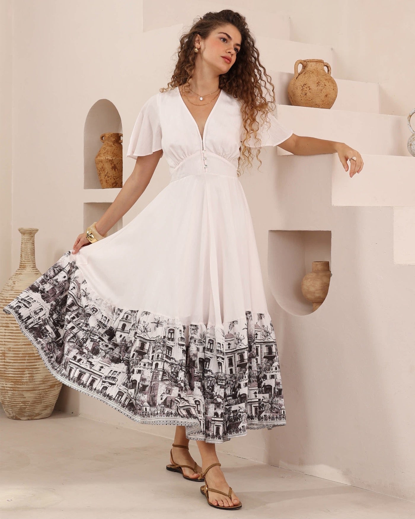 White & Black Maxi Dress