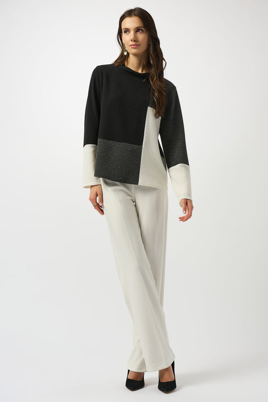 Jacquard Knit Colour-Block Boxy Top
